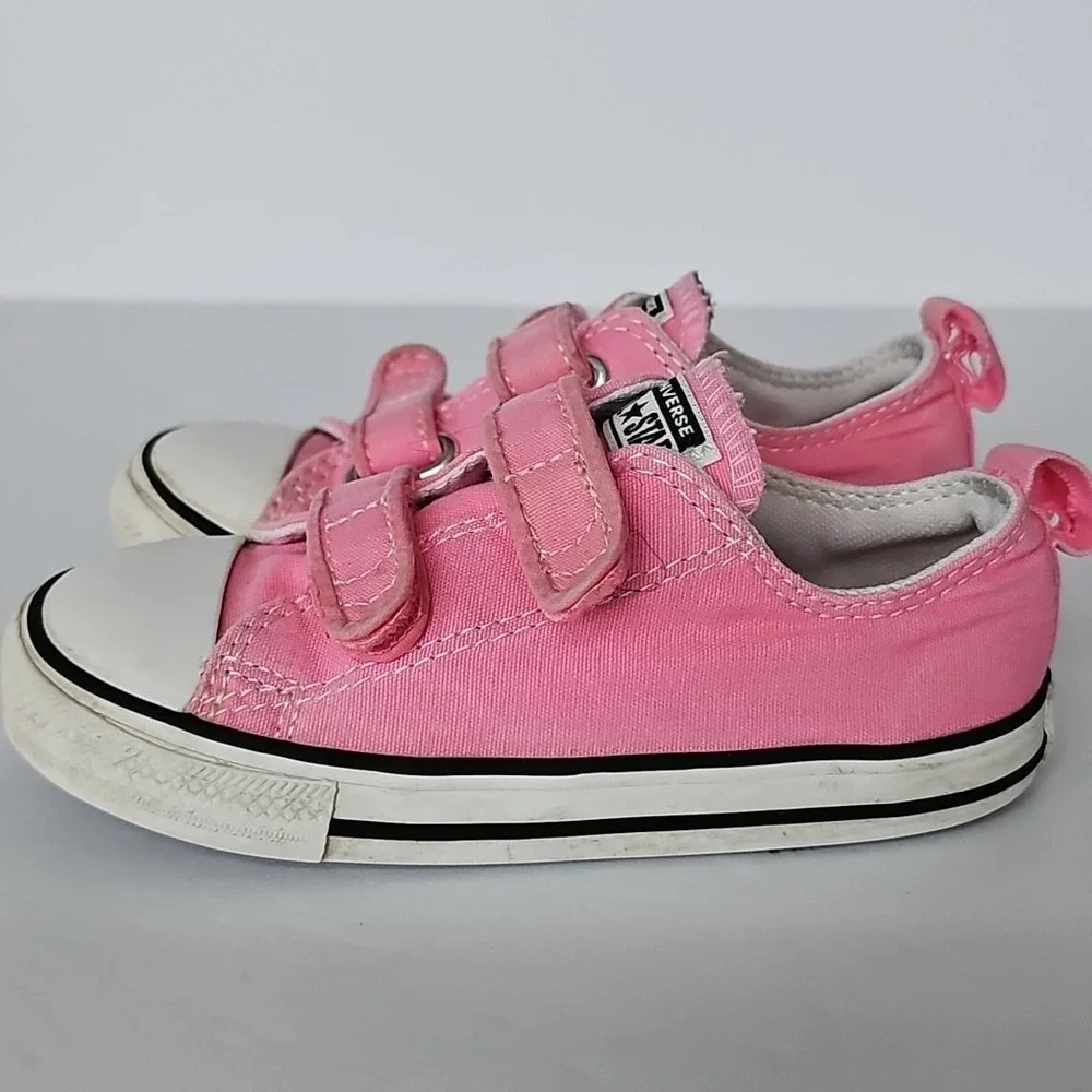 Kids Toddler Converse Low Top Pink Double Strap Closure Us Sz 10 - 1852